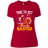 Time To Get Basted Funny Turkey Beer Thanksgiving - Ladies' Boyfriend T-Shirt