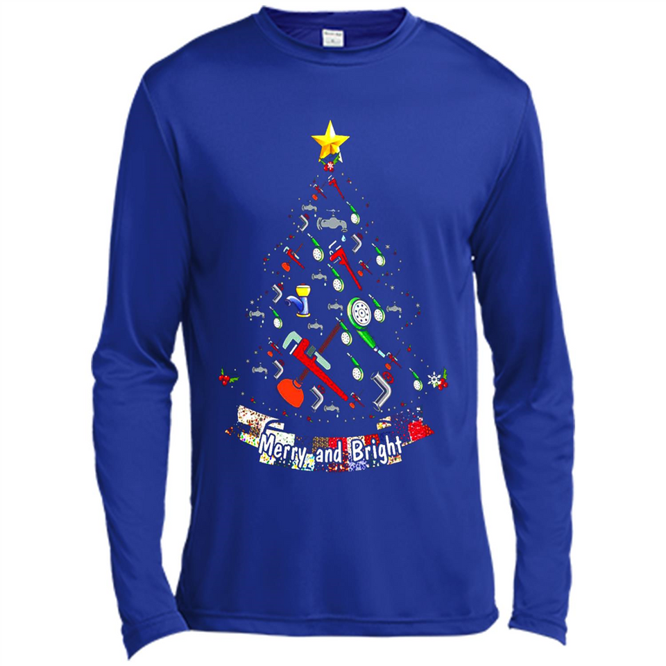 Merry And Bright Plumber Christmas Tree Shirt PINGPONG - Canvas Long Sleeve T-Shirt