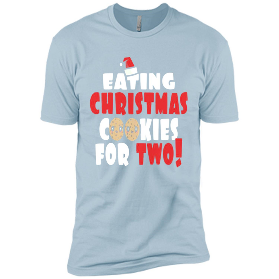 Womens Funny Eating Christmas Cookies For Two Pregnancy - Premium Short Sleeve T-Shirt