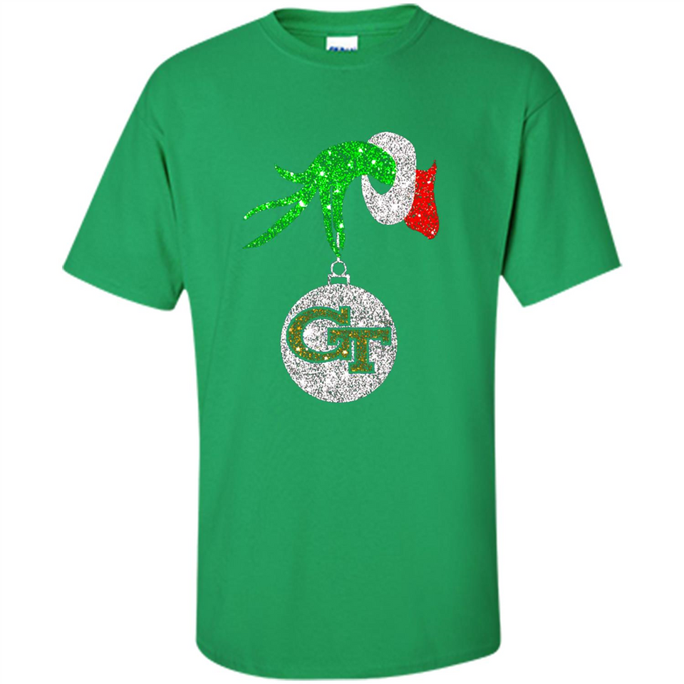 Fantastic Georgia Tech Yellow Jackets Glitter Grinch Monogram Ornament Christmas - Shirt
