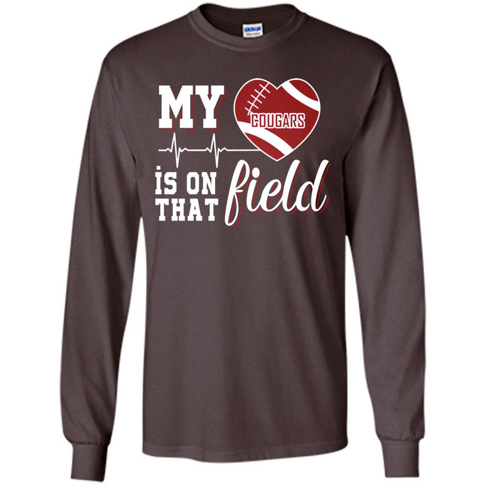 Washington State Cougars Football My Heart is on that Field - Long Sleeve T-Shirt