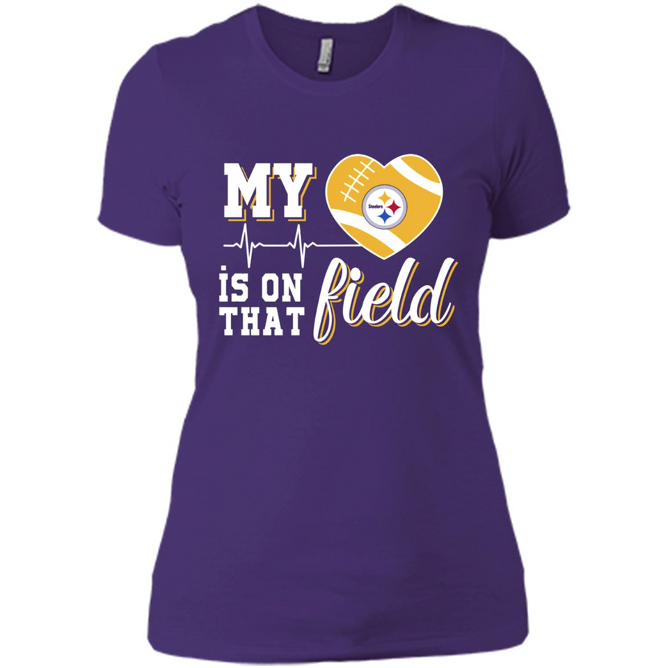 Pittsburgh Steelers Football My Heart is on that Field - Ladies' Boyfriend T-Shirt