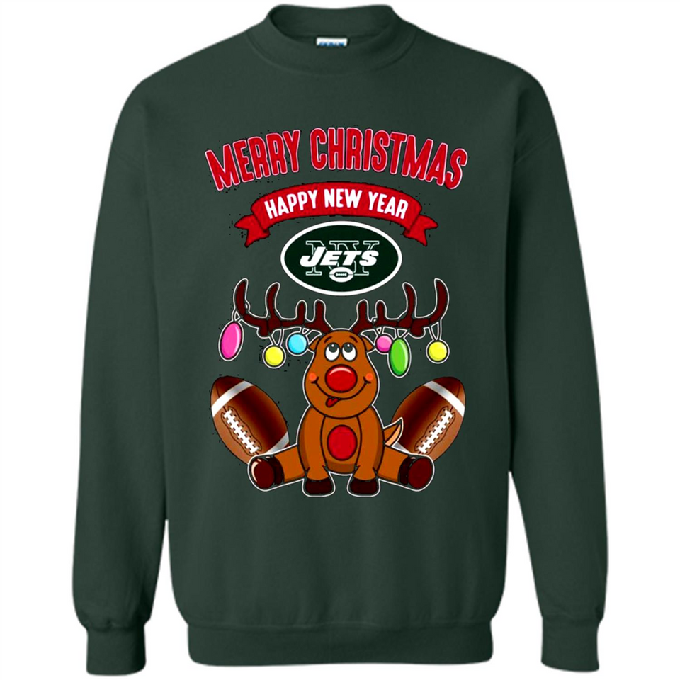 New York Jets NFL Reindeer Funny Merry Christmas And Happy New Year