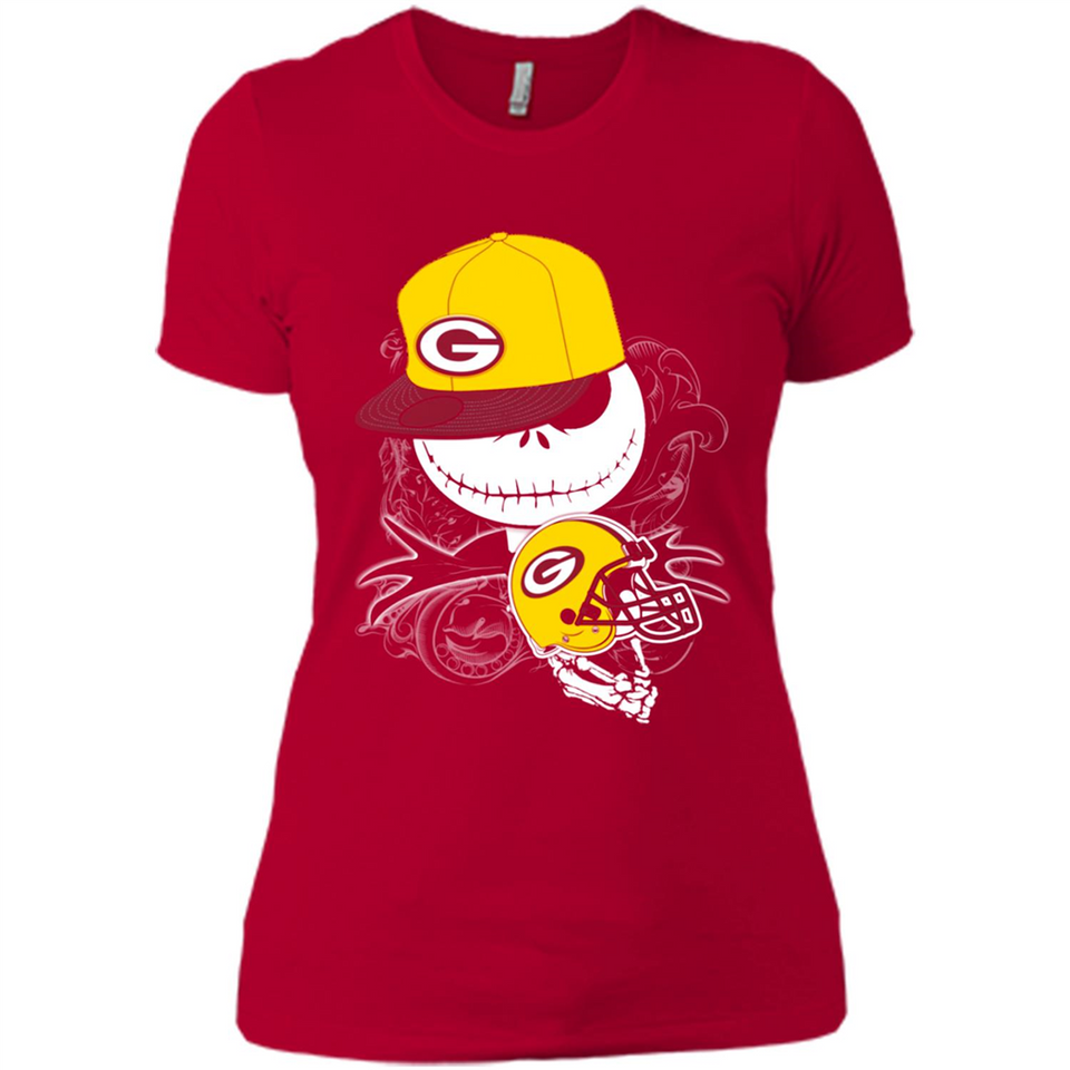 Jack Skellington The Nightmare Before Christmas-Packers Football - Ladies' Boyfriend T-Shirt