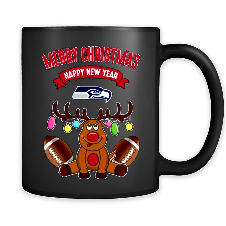 Seattle Seahawks NFL Reindeer Funny Merry Christmas And Happy New Year