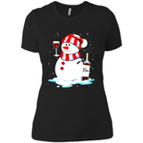 Cute Snowman drink Red Wine Christmas T-Shirt - Ladies' Boyfriend T-Shirt