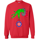 GRINCH HAND HOLDING CHICAGO CUBS GLITTER CHRISTMAS PINGPONG