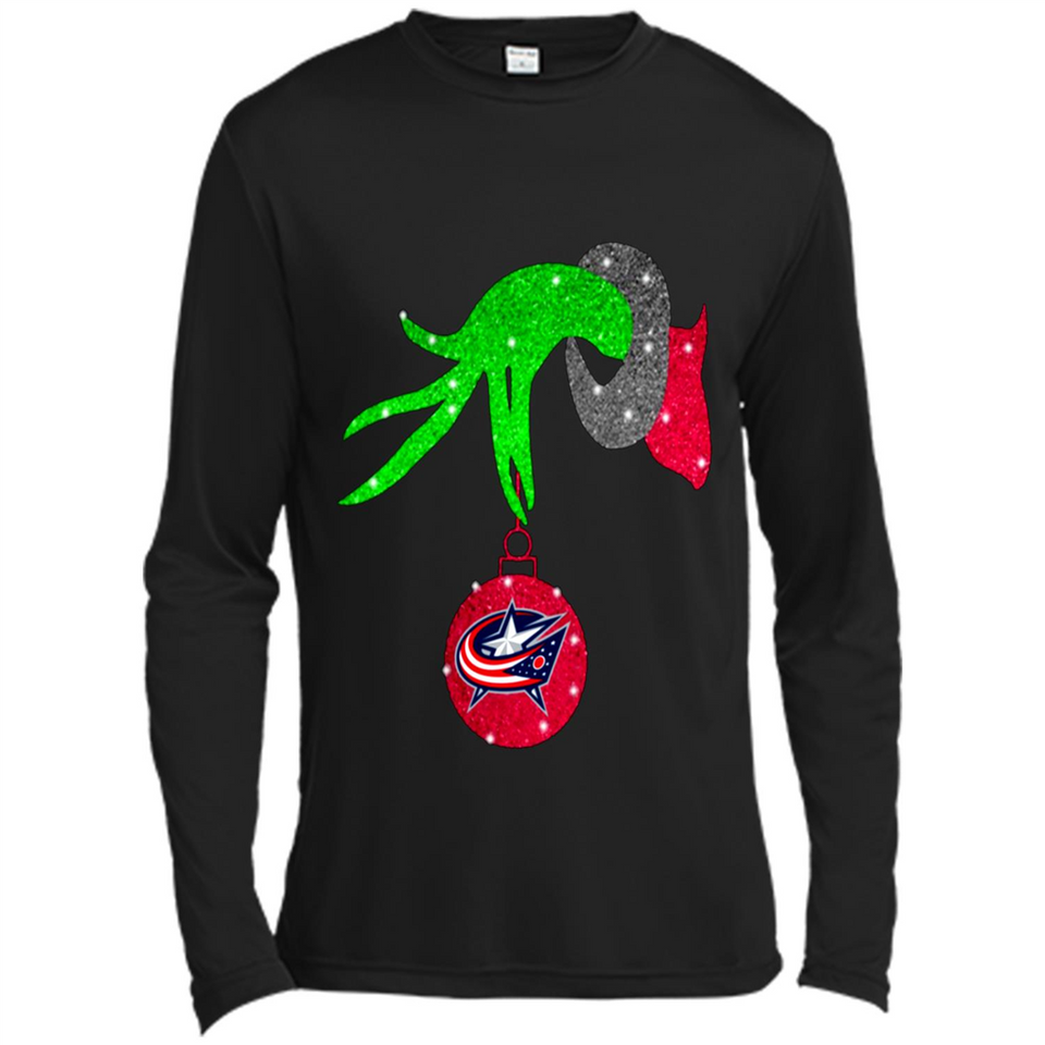 GRINCH HAND HOLDING COLUMBUS BLUE JACKETS GLITTER CHRISTMAS PINGPONG