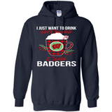 I Just Want To Drink Hot Chocolate & Watch Wisconsin Badgers Ugly Christmas Sweater PINGPONG