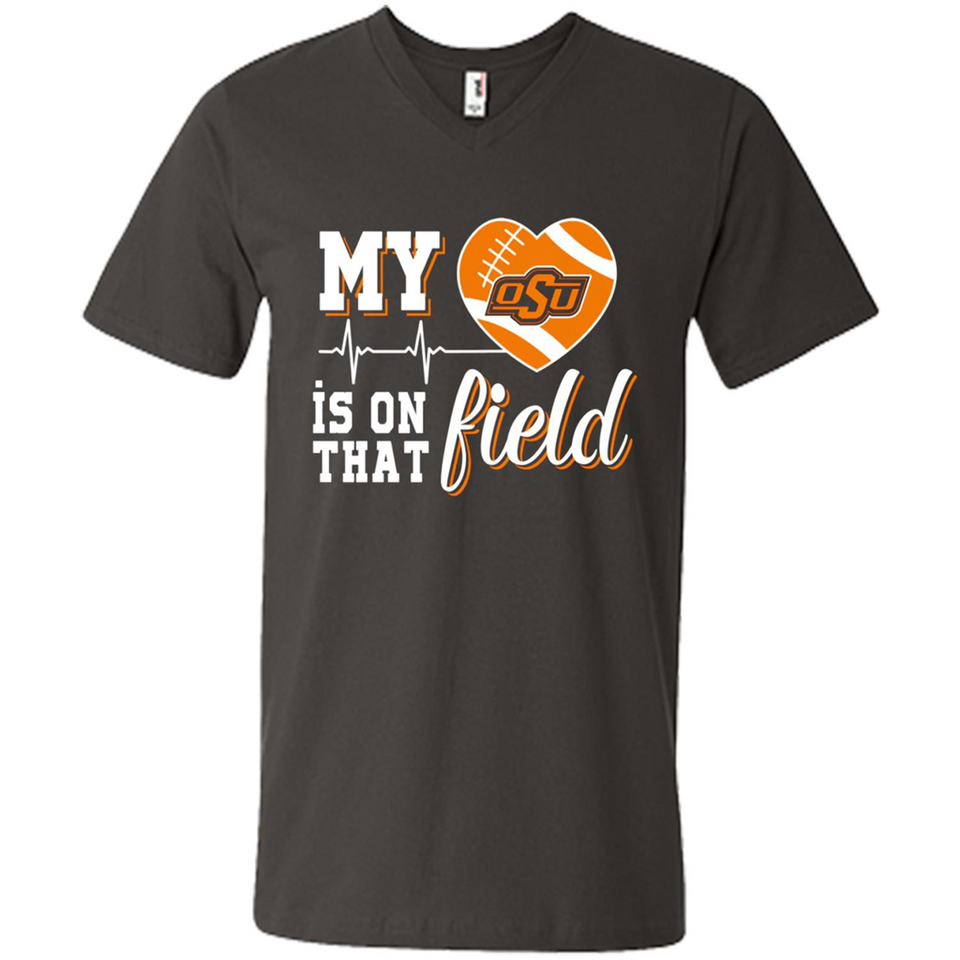 Oklahoma State Cowboys Football My Heart is on that Field - Men's V-Neck