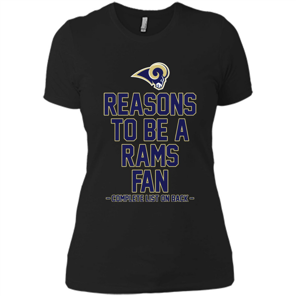 Reasons to be a Los Angeles Rams Fan Complete List on Back - Ladies' Boyfriend T-Shirt