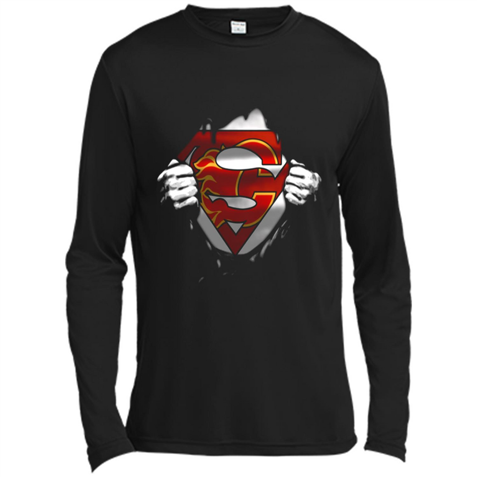 Calgary Flames And Superman Fans - Canvas Long Sleeve T-Shirt
