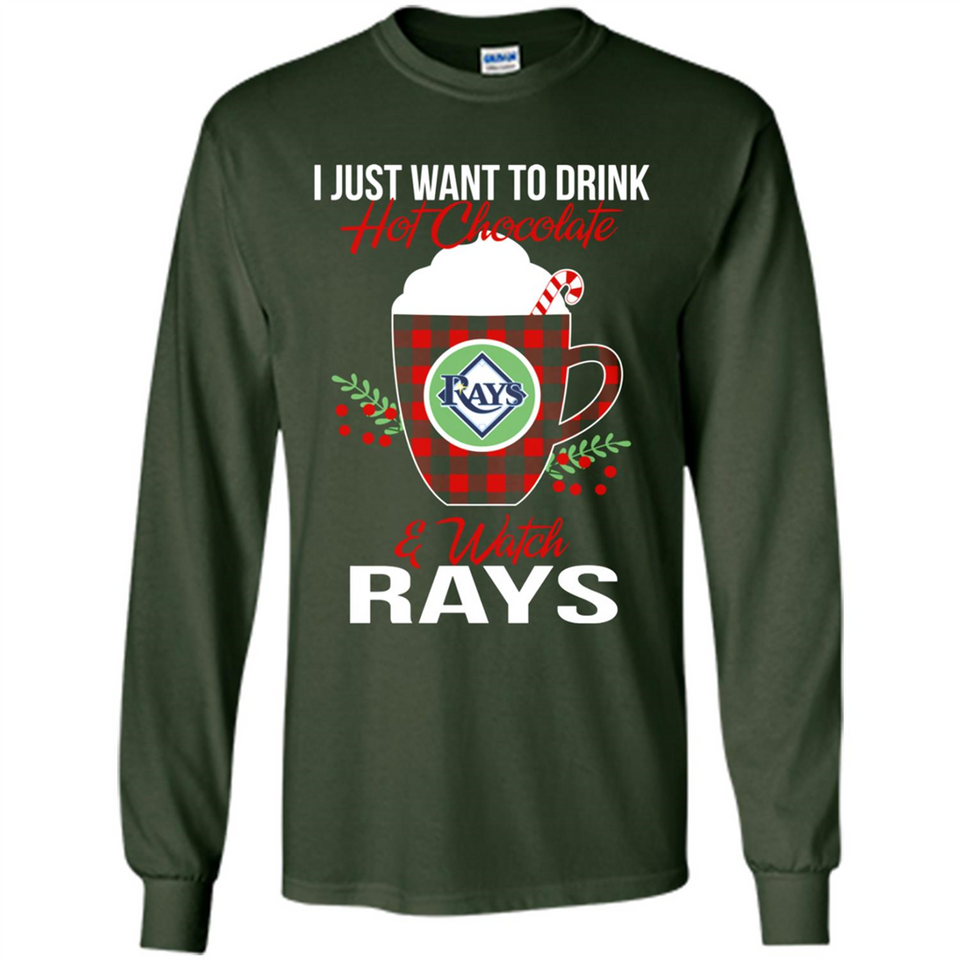 I Just Want To Drink Hot Chocolate & Watch Tampa Bay Rays Ugly Christmas Sweater PINGPONG