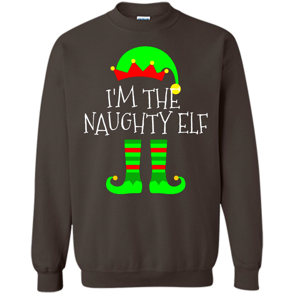 Matching Family Christmas Shirt Funny I'm The Naughty Elf Black mugs PINGPONG - Sweatshirt