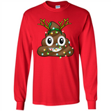 Reindeer Poop Emoji Cute Merry Christmas T-Shirt - Long Sleeve T-Shirt