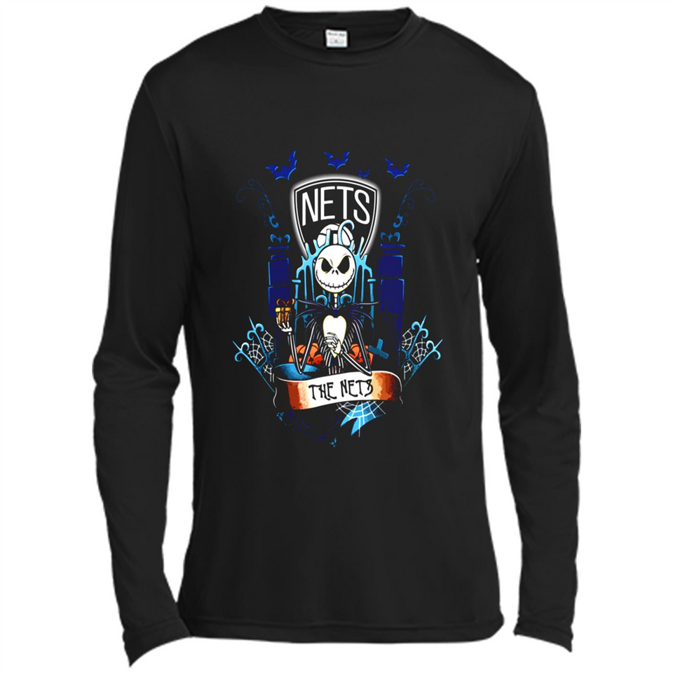 Brooklyn Nets Halloween The Nightmare Before Christmas - Canvas Long Sleeve T-Shirt
