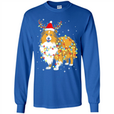 Christmas Lights Shetland Sheepdog Wearing Santa Hat Funny Xmas - Long Sleeve T-Shirt