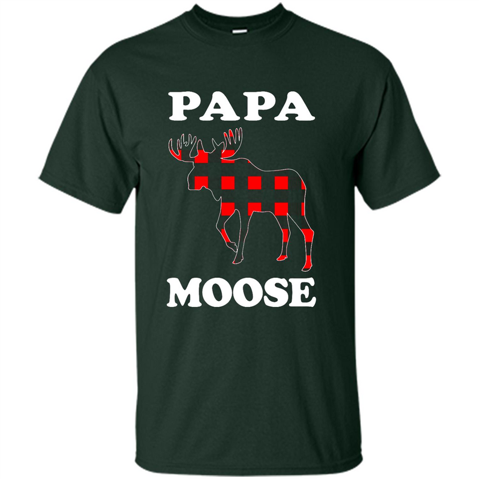 Papa Moose Funny Christmas Plaid Buffalo T-Shirt - Shirt