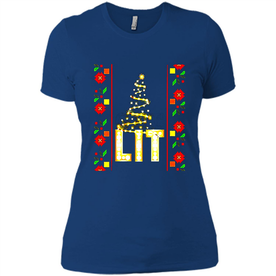 Funny Lets Get Lit Christmas Tree - Ladies' Boyfriend T-Shirt