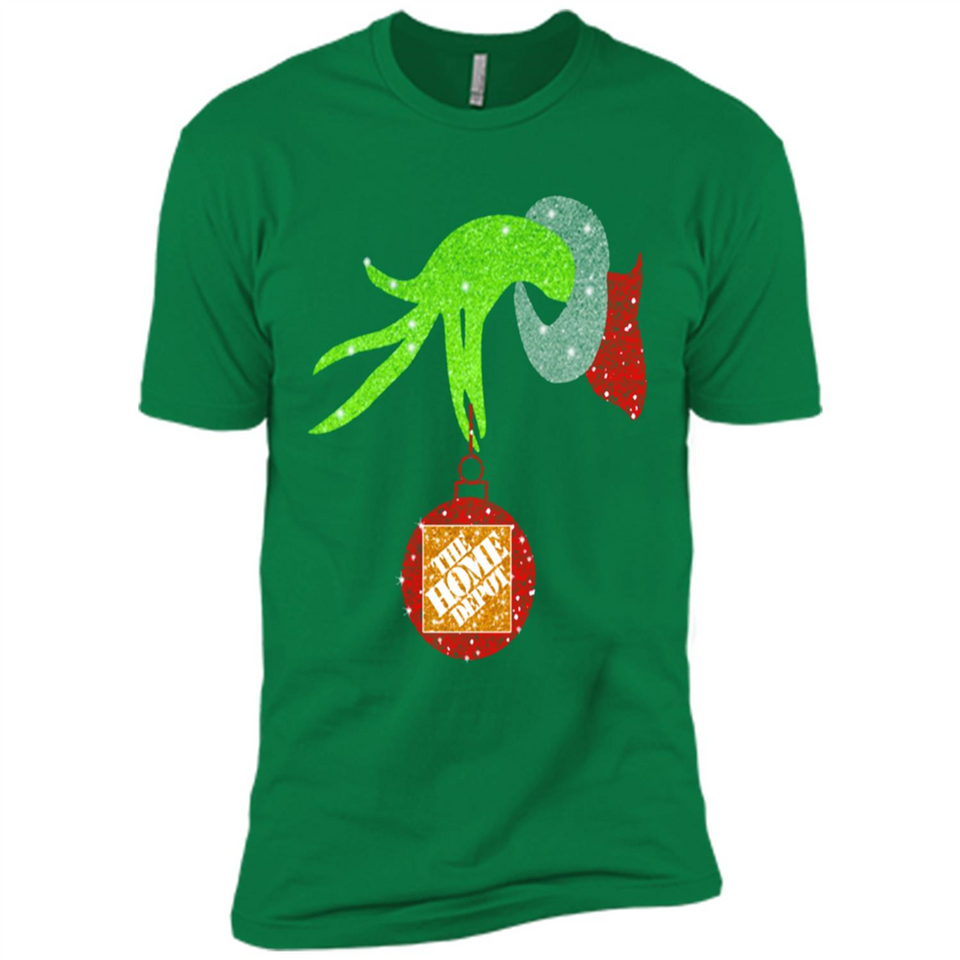 Grinch hand holding Logo HomeDepot Glitter Christmas - Premium Short Sleeve T-Shirt