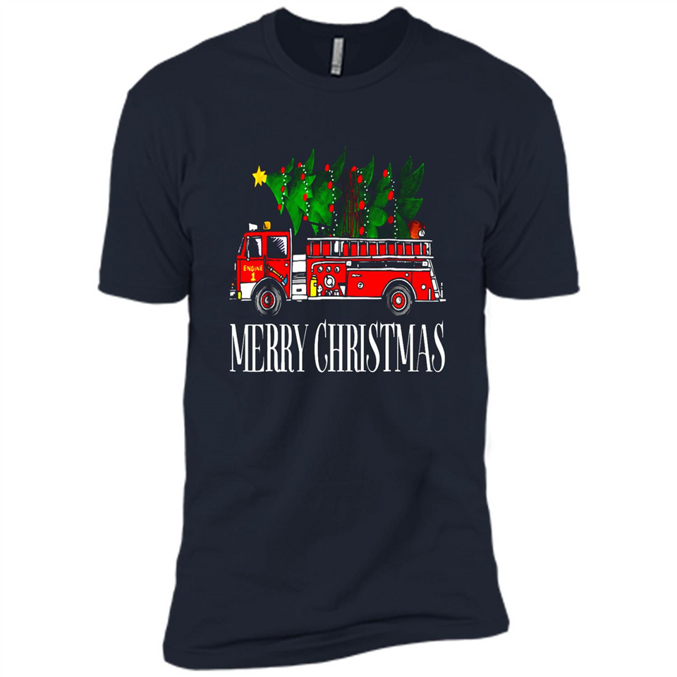 Firetruck Santa Sleigh Merry Christmas Firefighter - Premium Short Sleeve T-Shirt