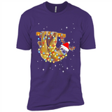 Christmas Lights Sloth Wearing Santa Hat Funny Xmas - Premium Short Sleeve T-Shirt