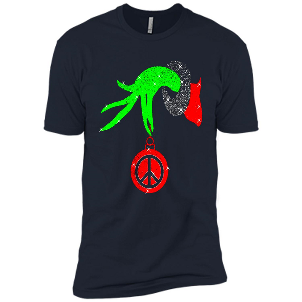 Christmas The Grinch Hand Holding Hippie Ornament - Premium Short Sleeve T-Shirt