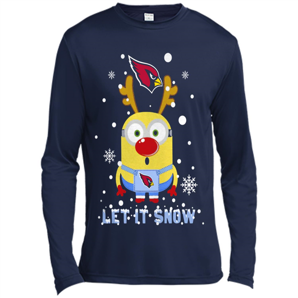 Minion Arizona Cardinals Ugly Christmas Sweater Let it Snow - Canvas Long Sleeve T-Shirt