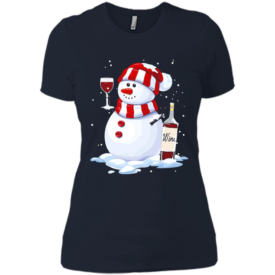 Cute Snowman drink Red Wine Christmas - Ladies' Boyfriend T-Shirt