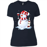 Cute Snowman drink Red Wine Christmas - Ladies' Boyfriend T-Shirt