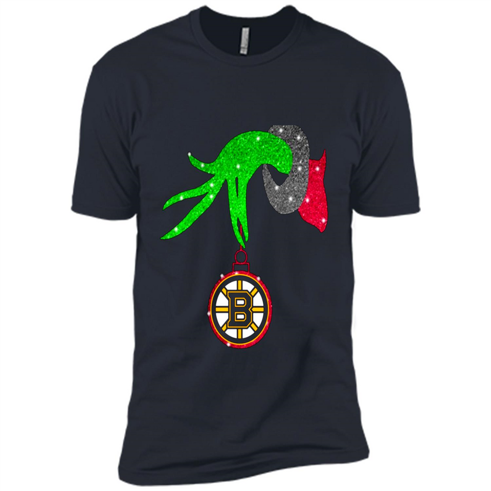 GRINCH HAND HOLDING BOSTON BRUINS GLITTER CHRISTMAS PINGPONG