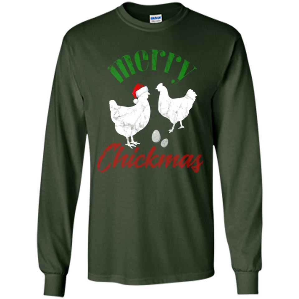 Christmas Chicken Shirt Santa Hens Lover Funny Farmer Gift - Long Sleeve T-Shirt