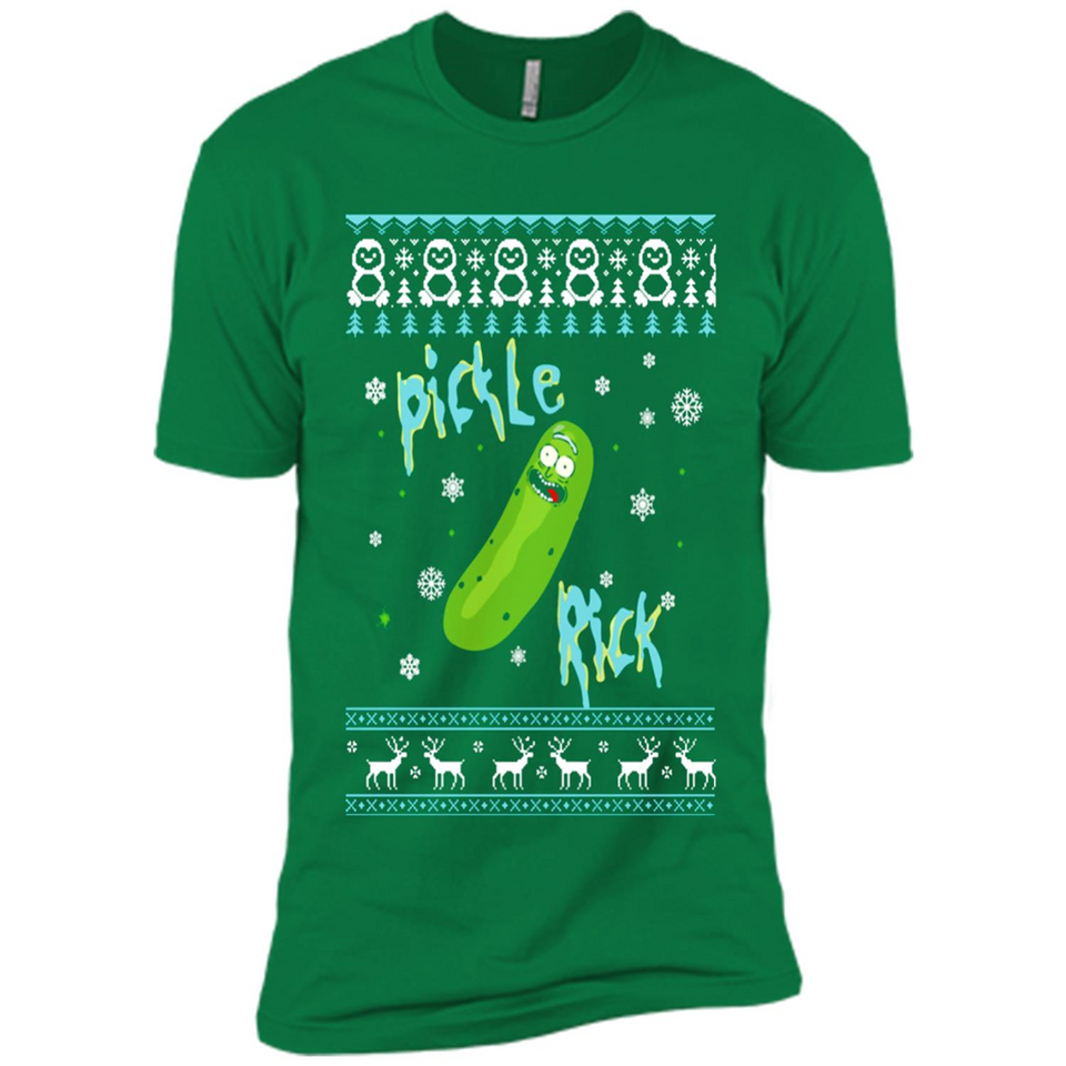 Rick and Morty Pickle Rick Ugly Christmas Sweater - Premium Short Sleeve T-Shirt