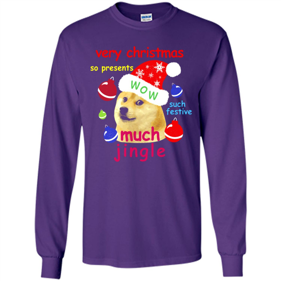 Christmas Doge Meme Shirts Funny Santa Shiba Inu Dog - Long Sleeve T-Shirt