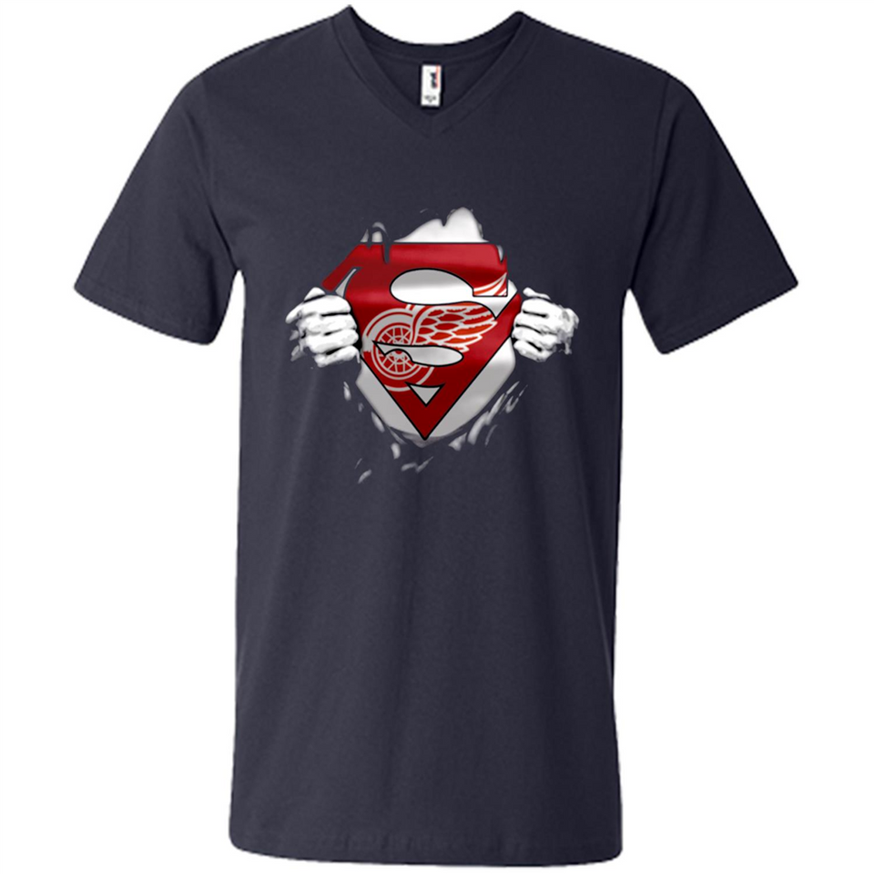 Detroit Red Wings And Superman Fans - Men's V-Neck