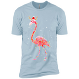 Christmas Lights Flamingo Wearing Santa Hat Funny Xmas - Premium Short Sleeve T-Shirt