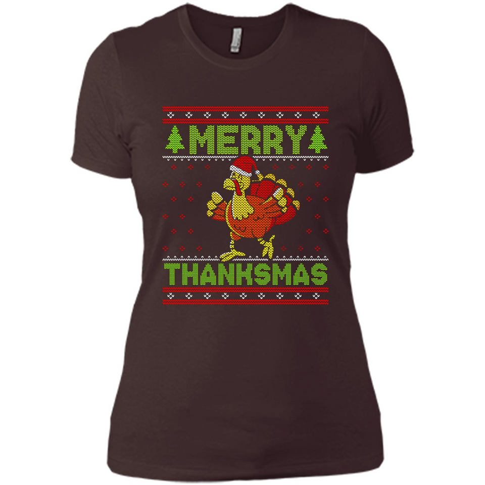 Merry Thankmas Ugly Xmas Thanksgiving Turkey Sweatshirt - Ladies' Boyfriend T-Shirt