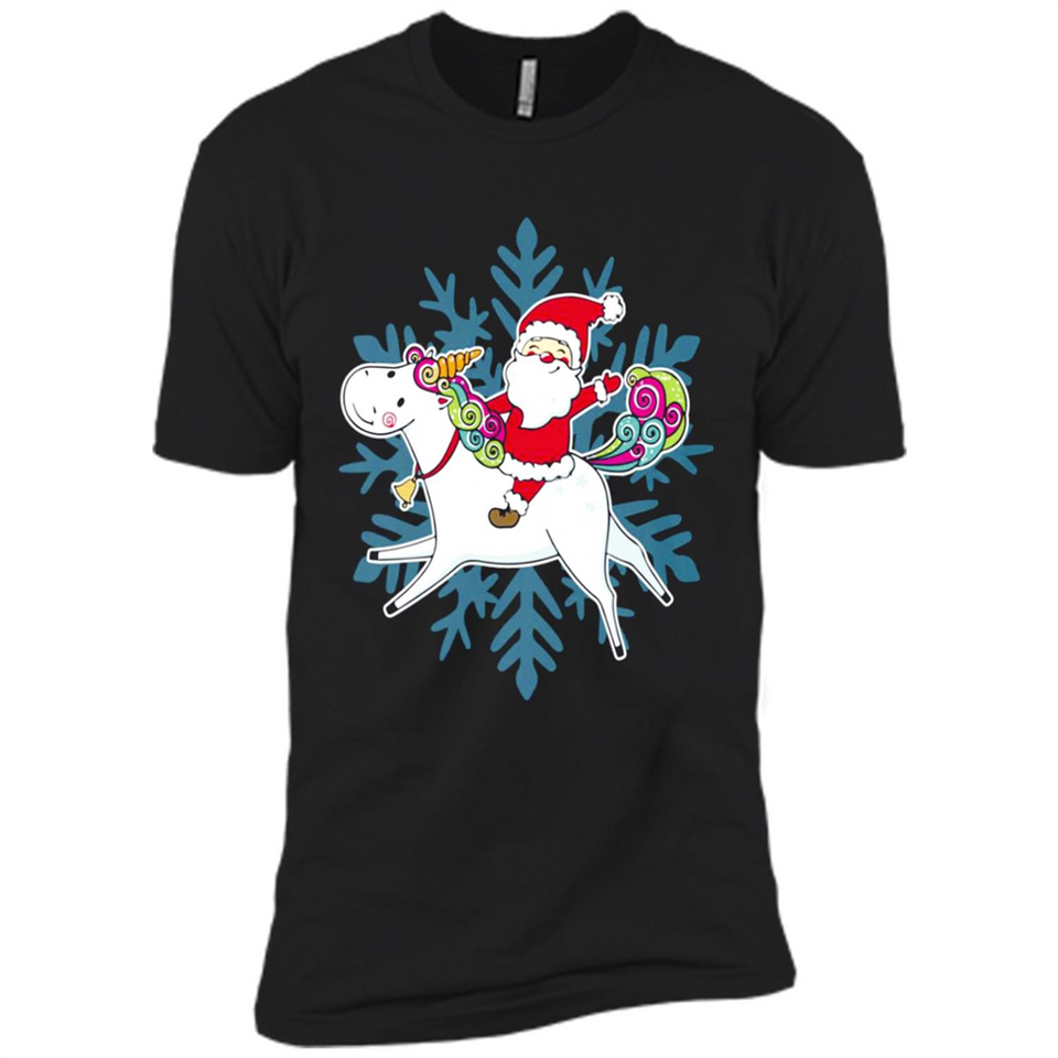 Unicorn And Santa Christmas 1 - Premium Short Sleeve T-Shirt