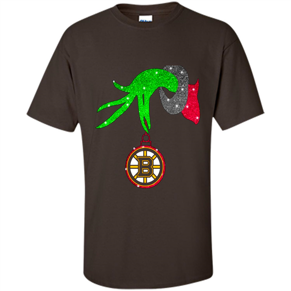 GRINCH HAND HOLDING BOSTON BRUINS GLITTER CHRISTMAS PINGPONG