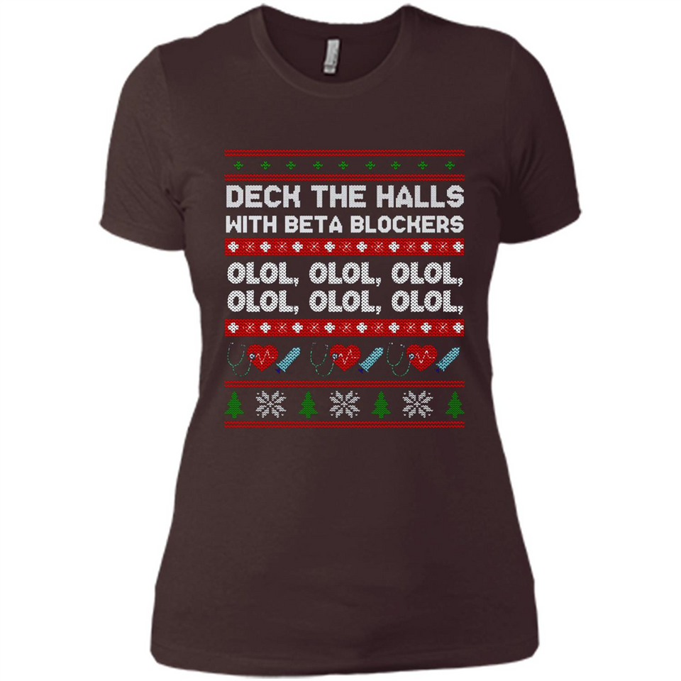 Nurse Christmas Deck The Hall Beta Blockers Sweatshirt - Ladies' Boyfriend T-Shirt