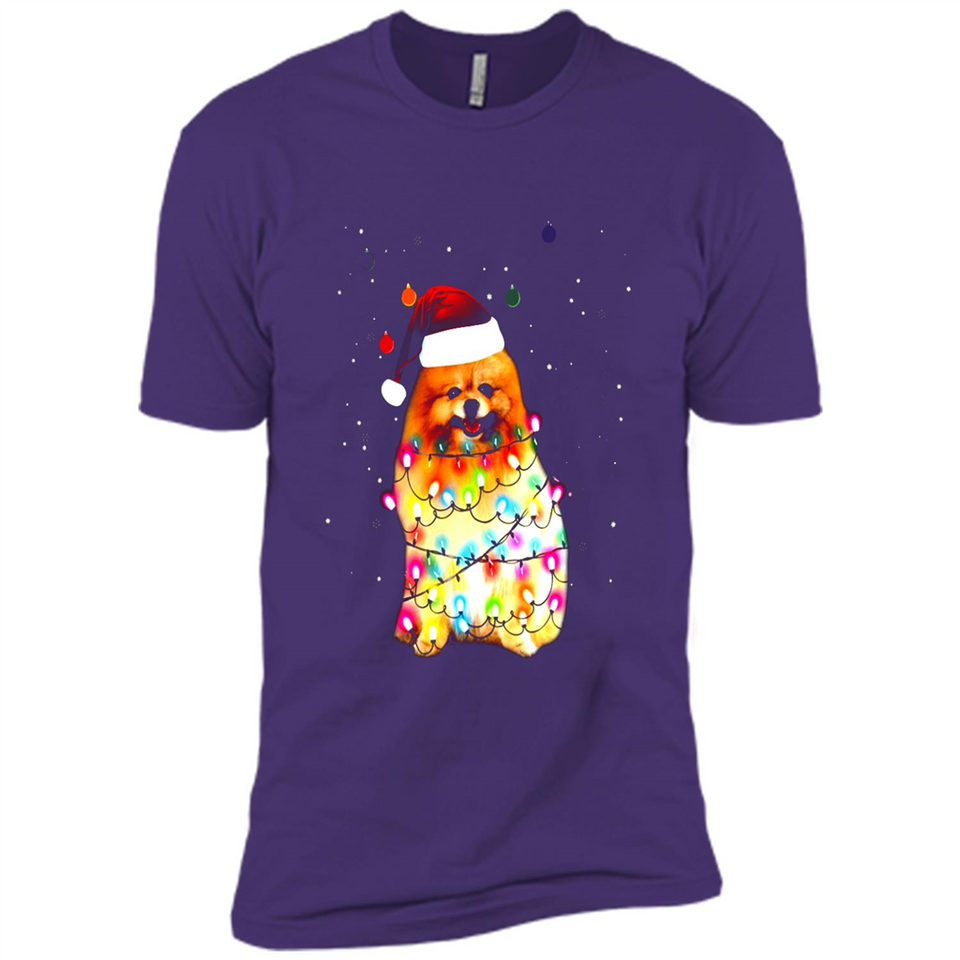 Pomeranian Santa Lights Christmas Dog Xmas Sweatshirt - Premium Short Sleeve T-Shirt