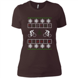 Christmas Ugly Sweater Cycling - Best Ugly Christmas Sweater - Ladies' Boyfriend T-Shirt