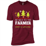 Be Nice to Farmer Santa Watching Christmas - Premium Short Sleeve T-Shirt
