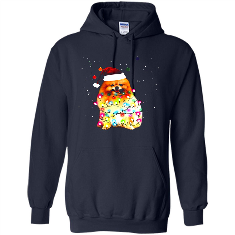 Pomeranian Santa Lights Christmas Dog Xmas Sweatshirt - Hoodie