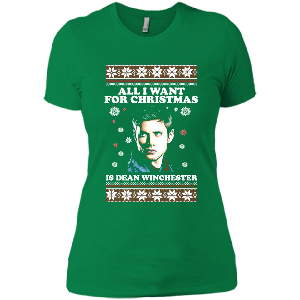 All I want for Christmas is Dean Winchester sweater - Ladies' Boyfriend T-Shirt
