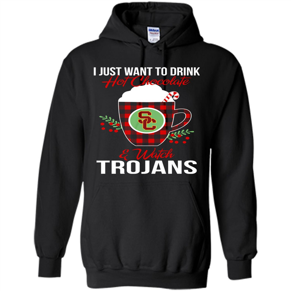 I Just Want To Drink Hot Chocolate & Watch USC Trojans Ugly Christmas Sweater PINGPONG
