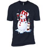 Cute Snowman drink Red Wine Christmas - Premium Short Sleeve T-Shirt