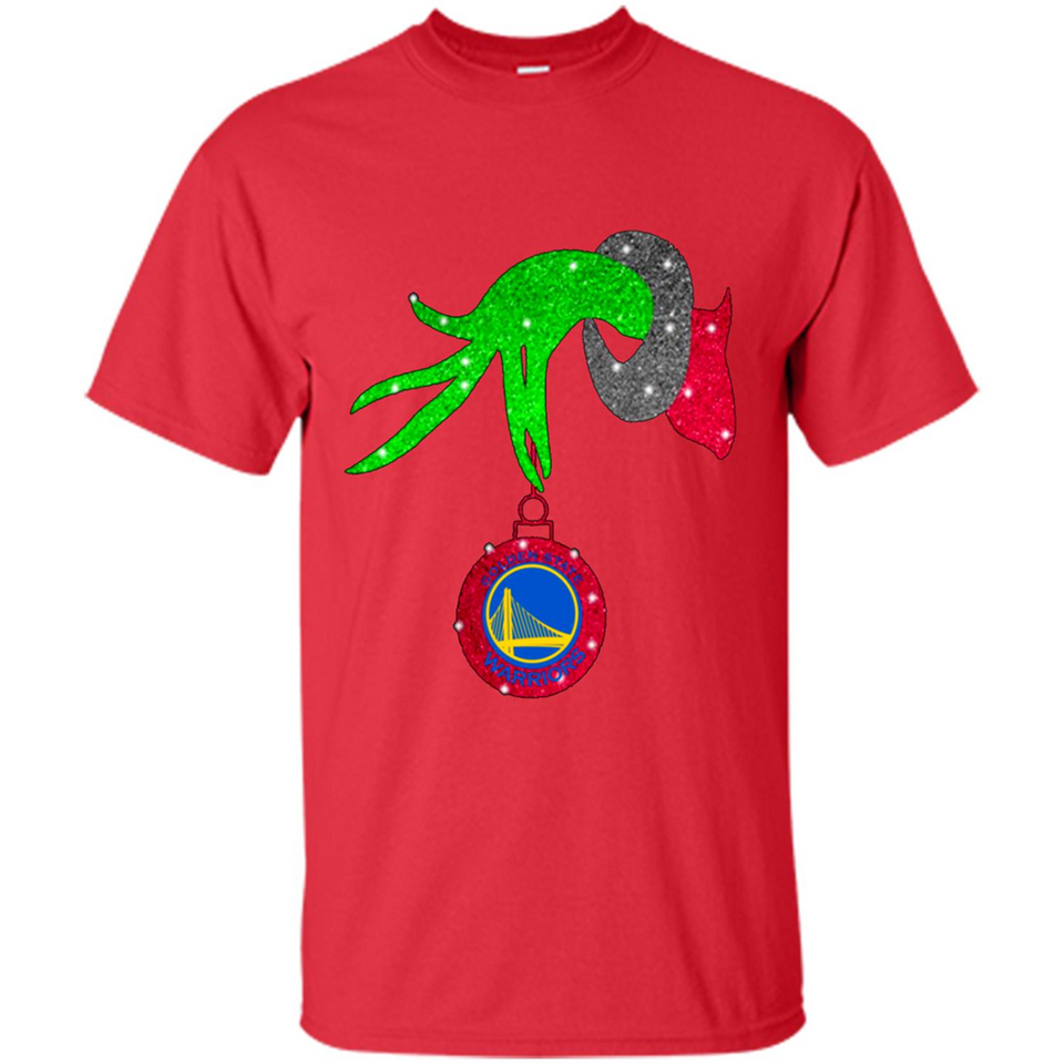 GRINCH HAND HOLDING GOLDEN STATE WARRIORS GLITTER CHRISTMAS PINGPONG