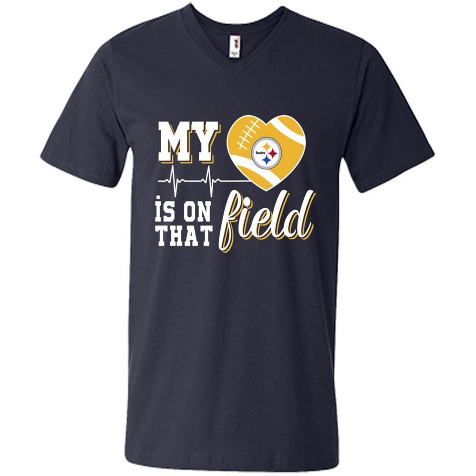 Pittsburgh Steelers Football My Heart is on that Field - Men's V-Neck