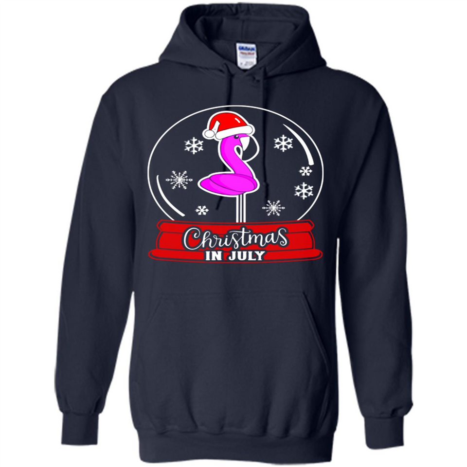 Christmas In July Flamingo Snow Globe Santa Hat - Hoodie